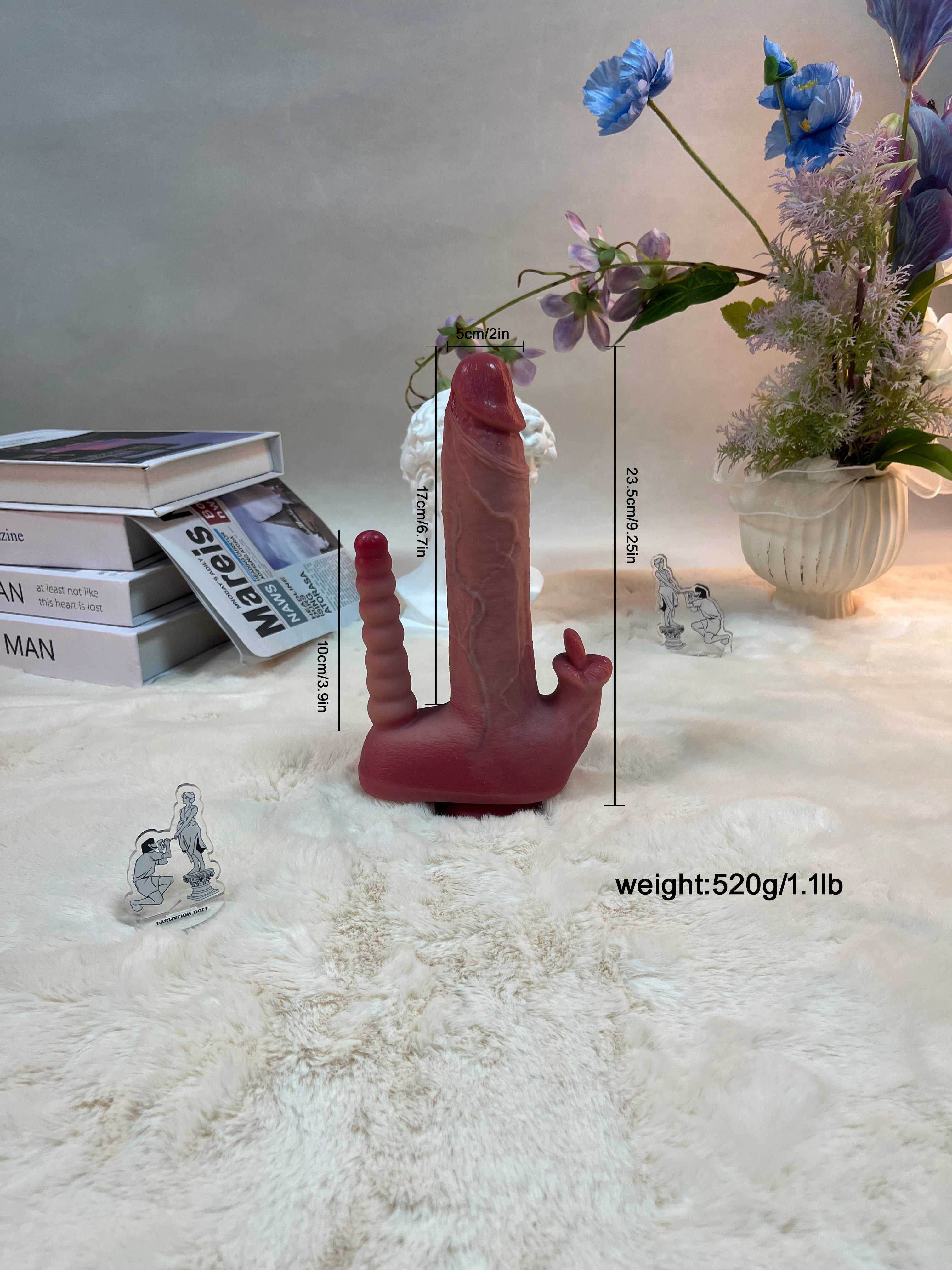 520g/1.1lb Premium Platinum Silicone Vibrator for Women – Tongue Licking, Vibration & Waterproof Design
