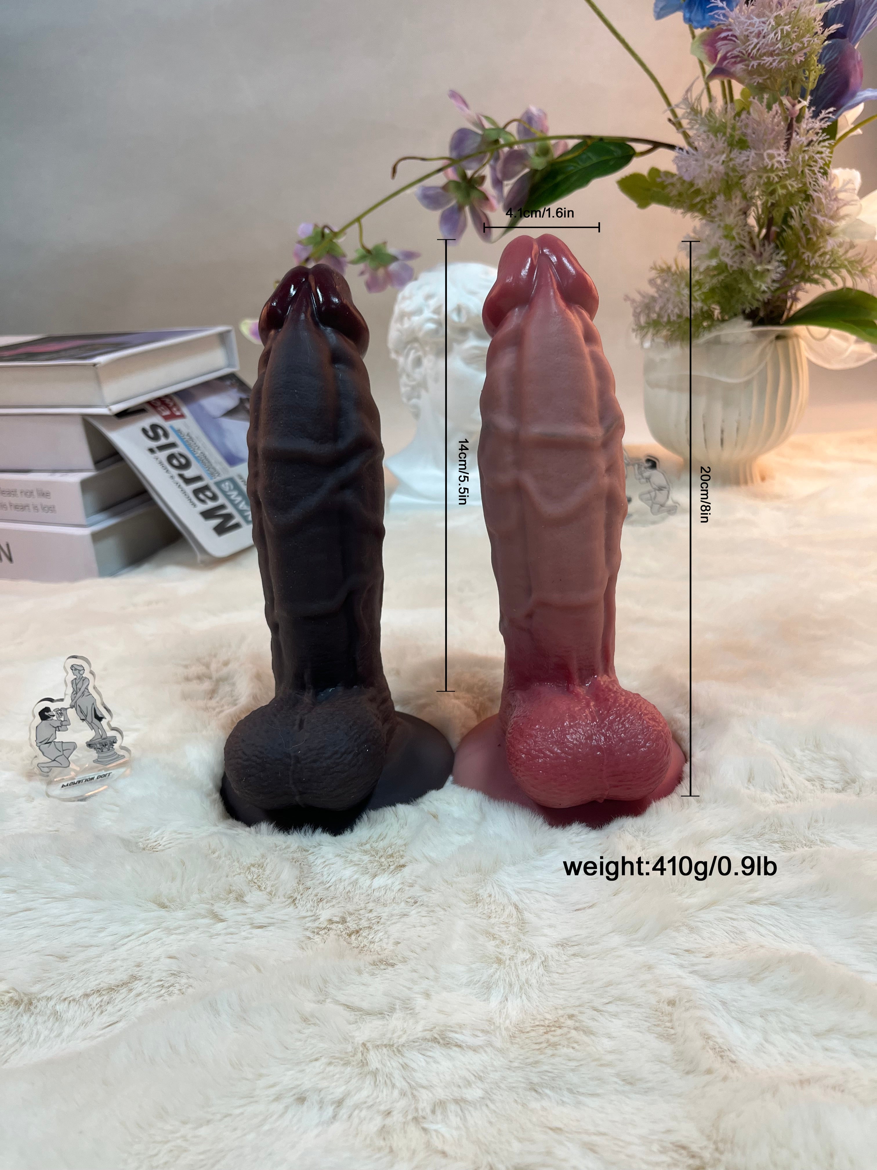 410g/0.9lb Manual-Operation Women's Platinum-Coated Silicone Dildo: Ultra-Safe and Waterproof (Washable)