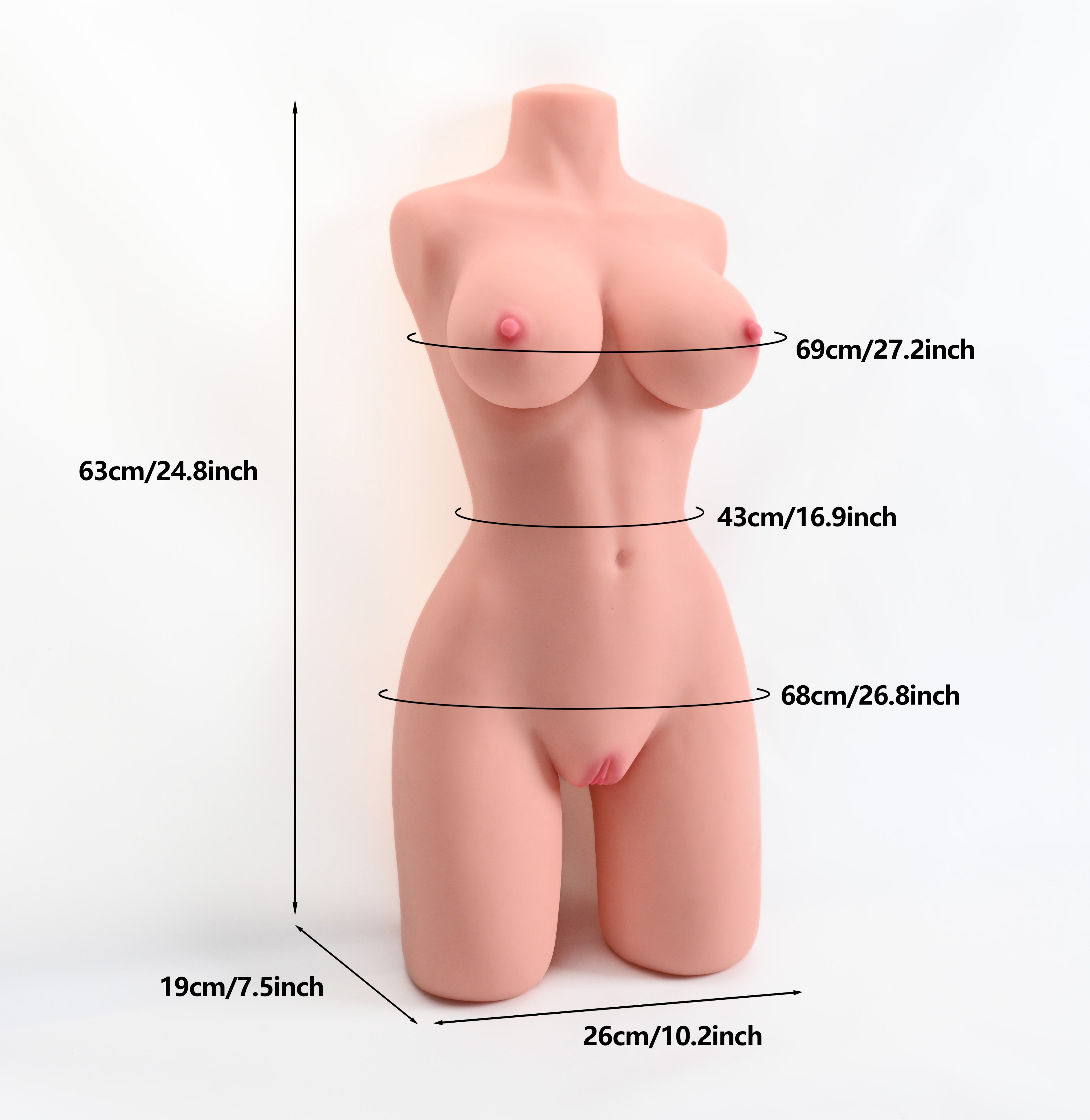 Disponible en Europa: Envío rápido: Muñeca sexual de 63 cm/25 pulgadas (solo torso)