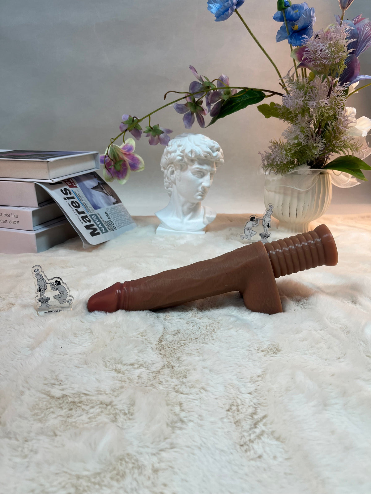 525g/1.16lb High-end silicone dildo with a handle, featuring heating, vibration, and automatic thrusting functions