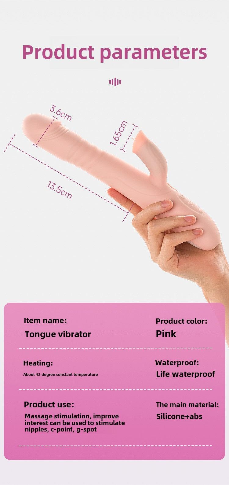 Vibromasseur télescopique pour léchage de langue pour femme