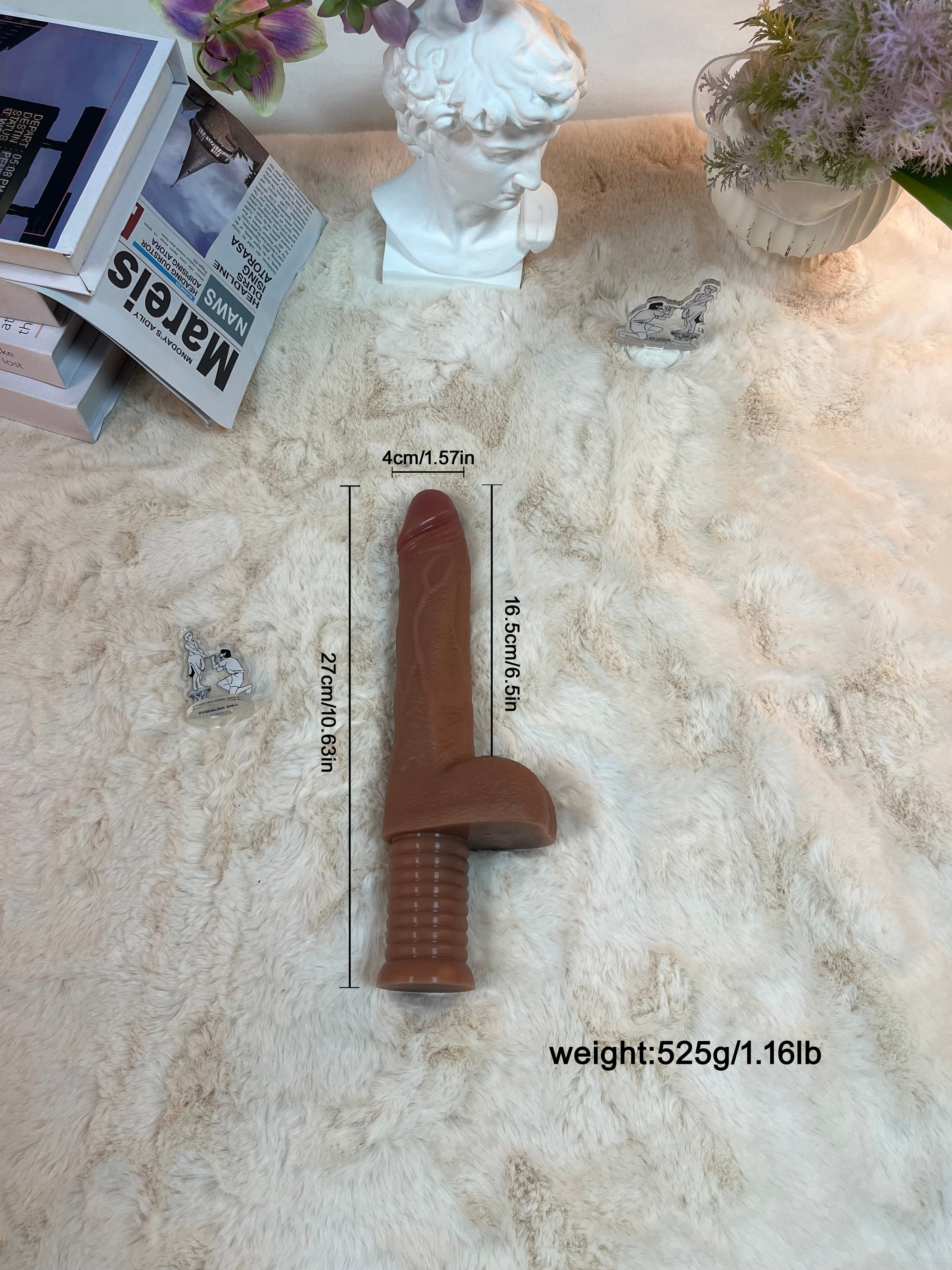 525g/1.16lb High-end silicone dildo with a handle, featuring heating, vibration, and automatic thrusting functions