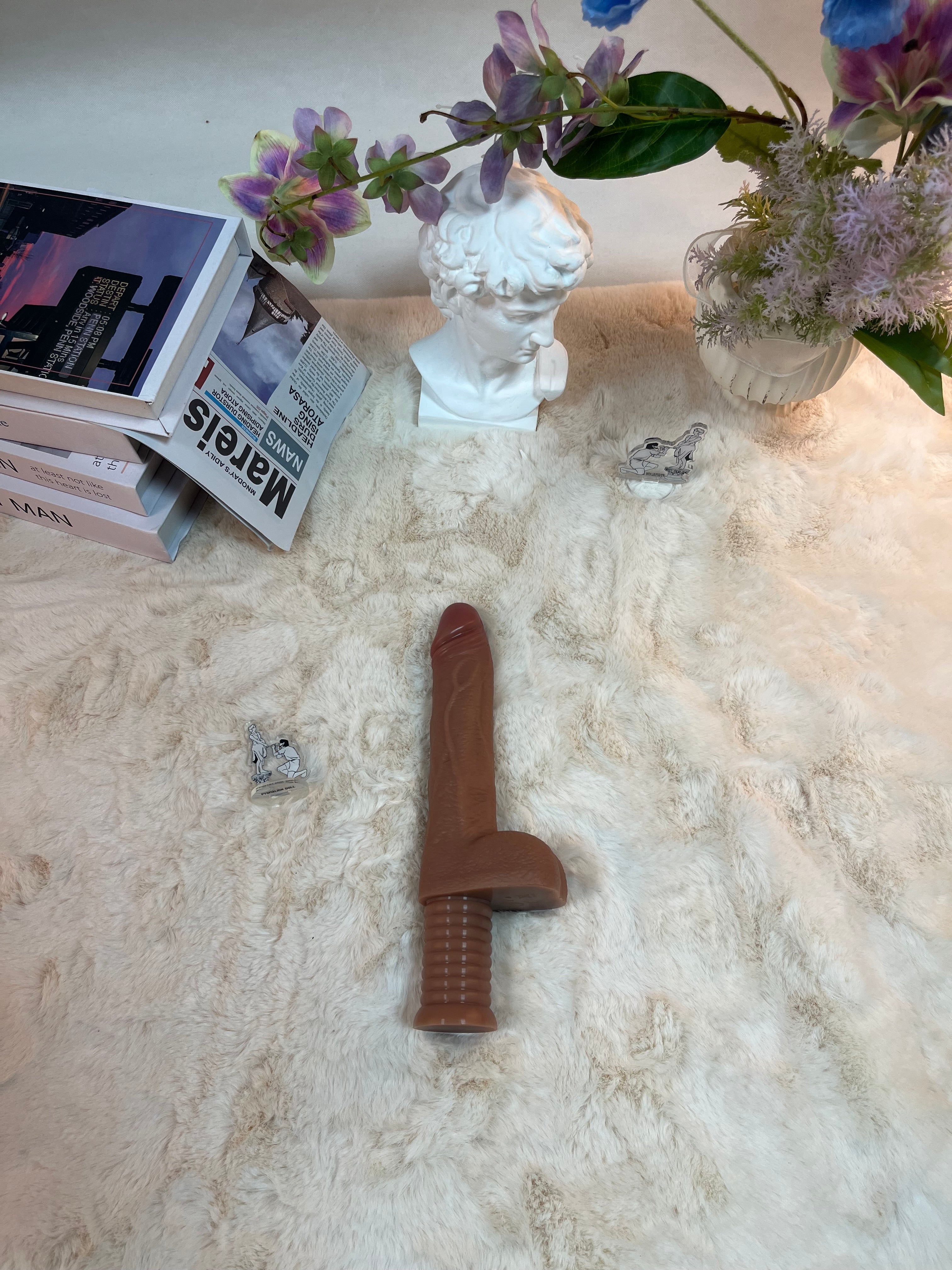 525g/1.16lb High-end silicone dildo with a handle, featuring heating, vibration, and automatic thrusting functions