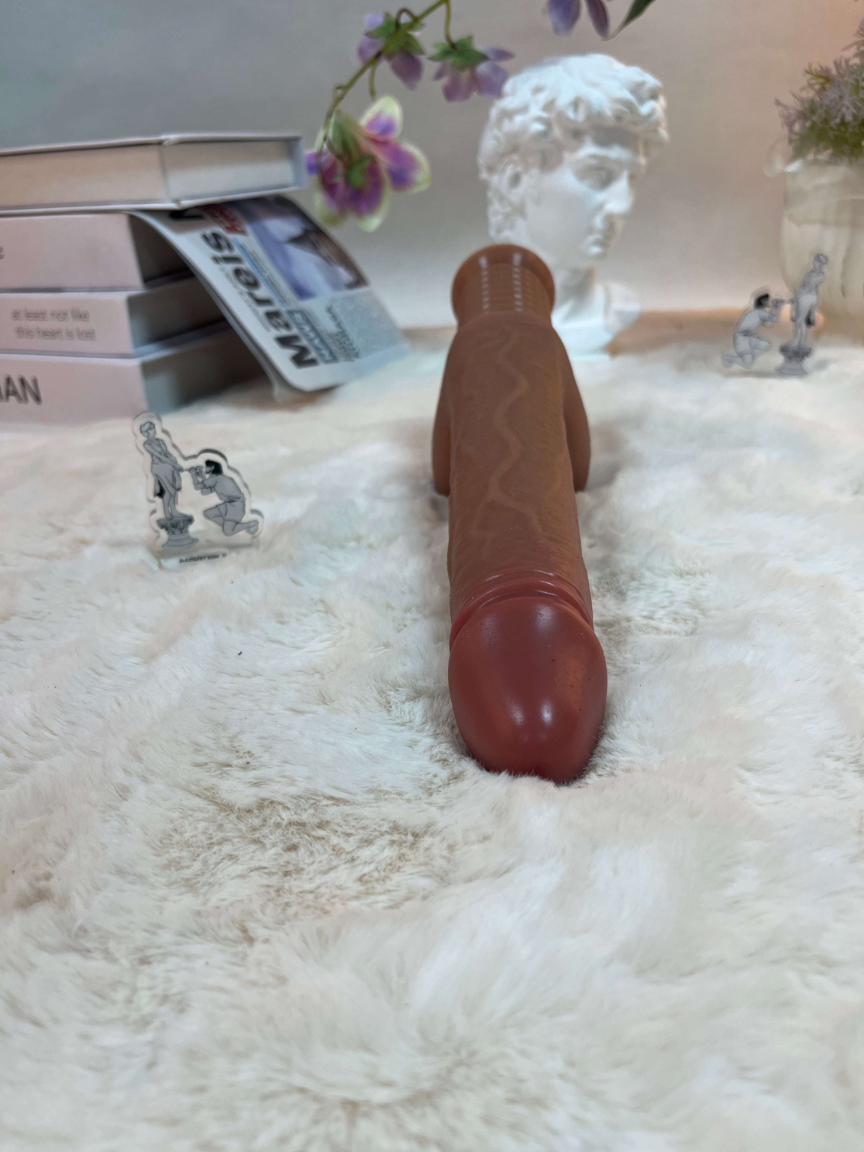 525g/1.16lb High-end silicone dildo with a handle, featuring heating, vibration, and automatic thrusting functions