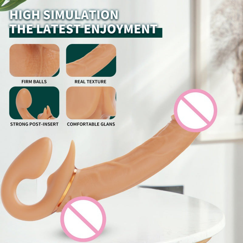 Double sharing cannon, pull-up penis wearing dildo telescopic vibrator lesbian adult products
